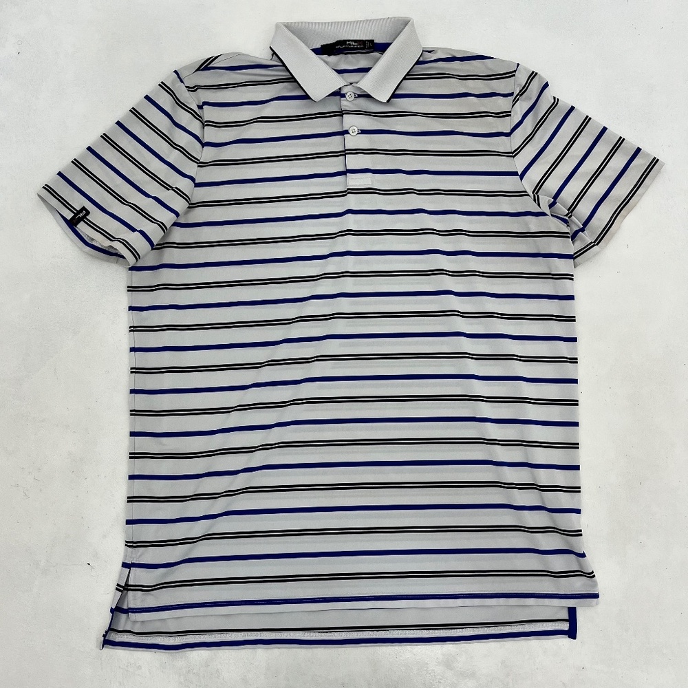 The RLX Ralph Lauren Men's Golf Polo Shirt in size Large features a classic whit